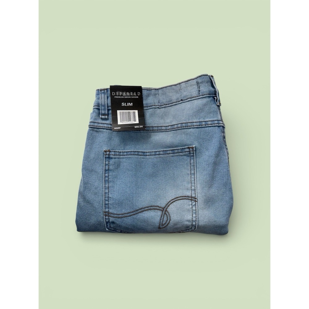 Departed Premium Denim Goods Light Wash Stretch Slim Fit Jeans Mens  34x30
